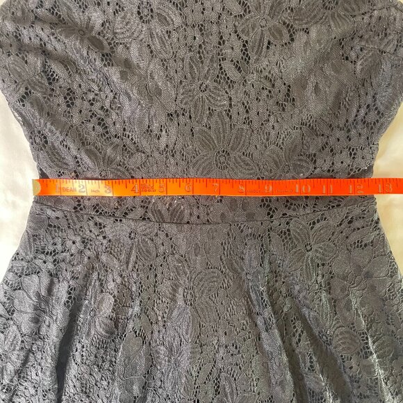Lulus Everleigh Black Lace Mini Skater Dress Lined Sleeveless Round Neck Size S - Picture 9 of 16